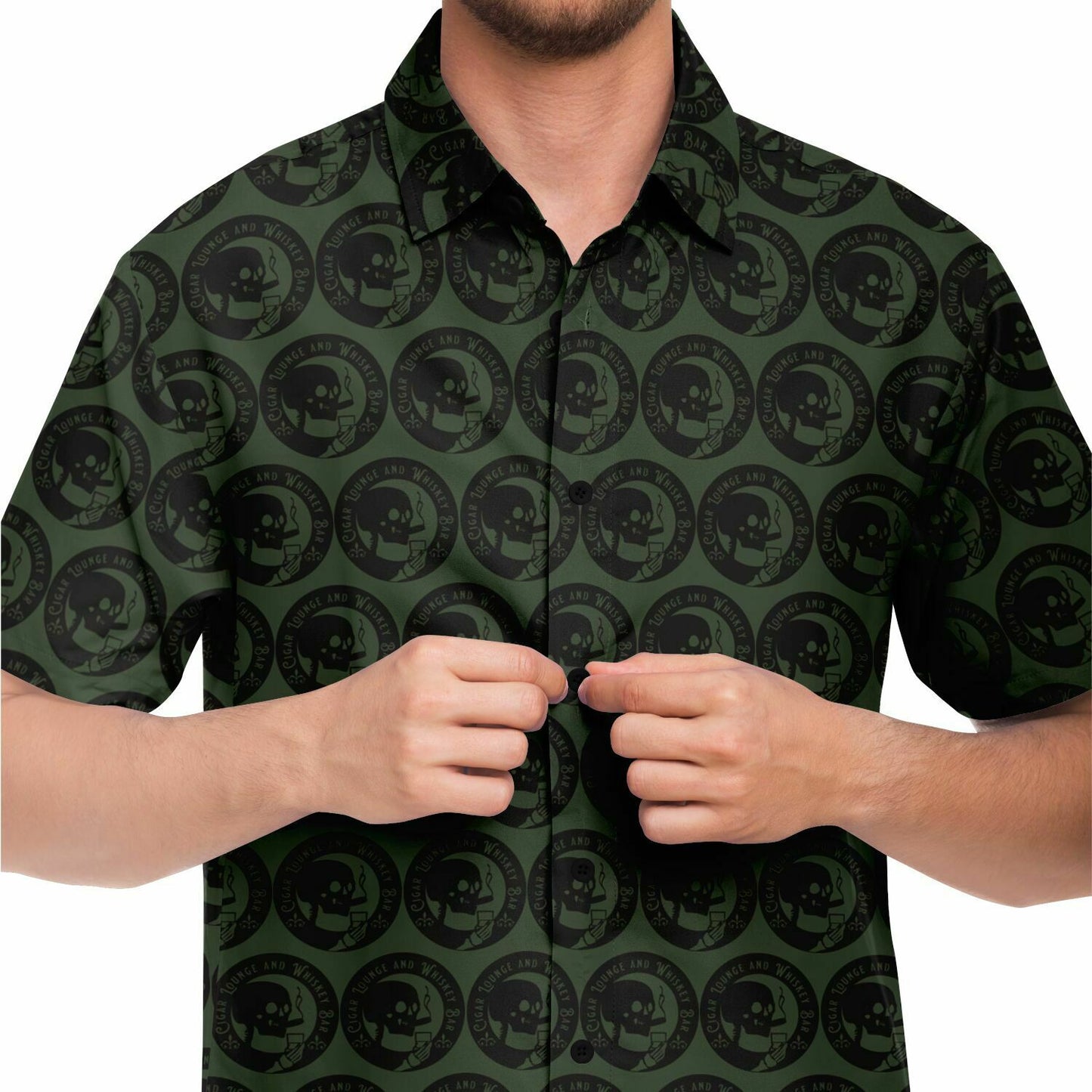 Cigar and Whiskey Skull - Dark Camo Green