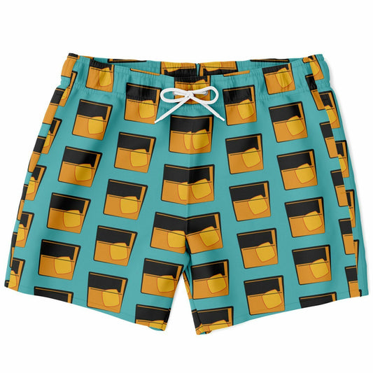 Bourbon on the Rocks Swim Trunks - Eddy Blue