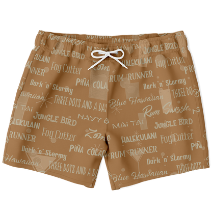 Tiki Drinks Swim Trunks - Coconut Shell