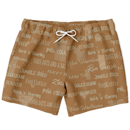 Tiki Drinks Swim Trunks - Coconut Shell