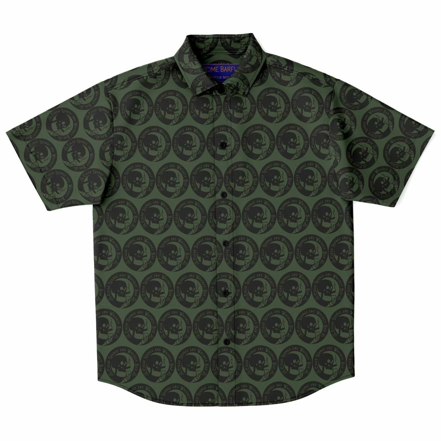 Cigar and Whiskey Skull - Dark Camo Green