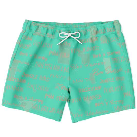 Tiki Drinks Swim Trunks - Mint