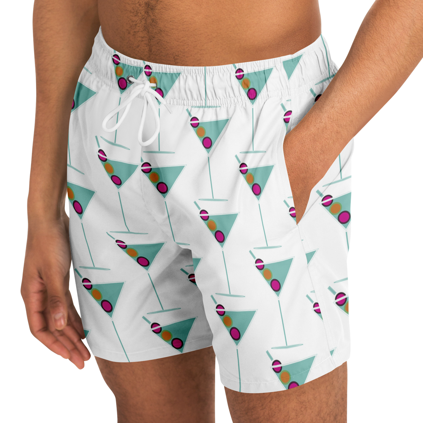 Aqua Martini Swim Trunks - White