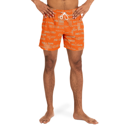 Tiki Drinks Swim Trunks Men - Flame Orange