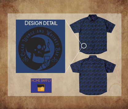 Cigar and Whiskey Skull - Deep Blue