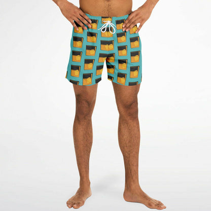 Bourbon on the Rocks Swim Trunks - Eddy Blue