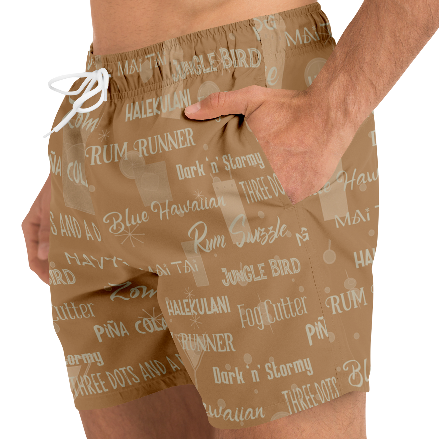 Tiki Drinks Swim Trunks - Coconut Shell