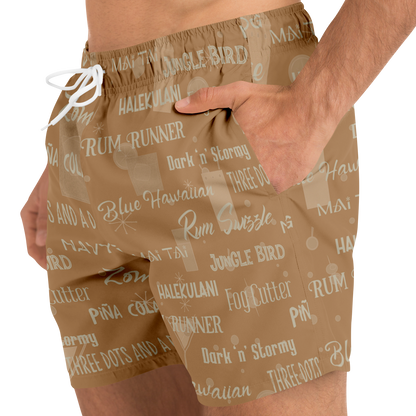 Tiki Drinks Swim Trunks - Coconut Shell